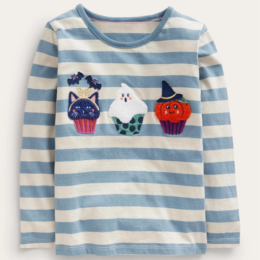 NWT Mini Boden Halloween Appliqué Cotton Top